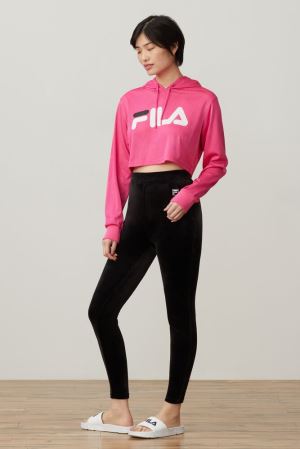 FILA Noemi Crop Hoodies White / Black,Womens Clothing | CA.CRZYUE213